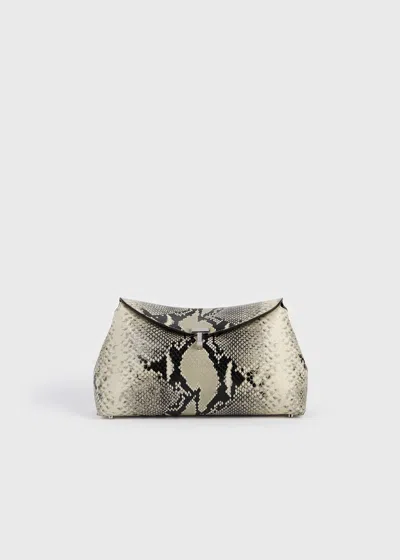 Totême T-lock Python-embossed Clutch Black/ecru