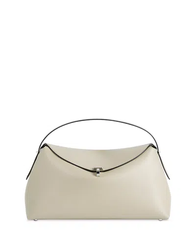 Totême T-lock Smooth Leather Convertible Top Handle Bag In Black In White