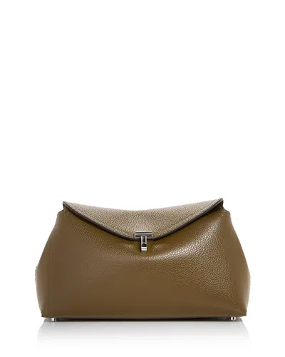 Totême T-lock Smooth-leather Convertible Clutch In Ash In Brown
