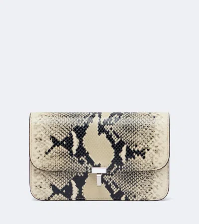 Totême T-lock Snake-effect Leather Crossbody Bag In Blue