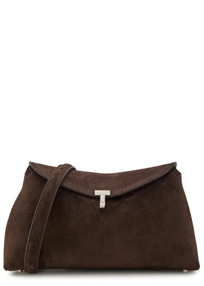 Totême Toteme T-lock Suede Clutch In Brown