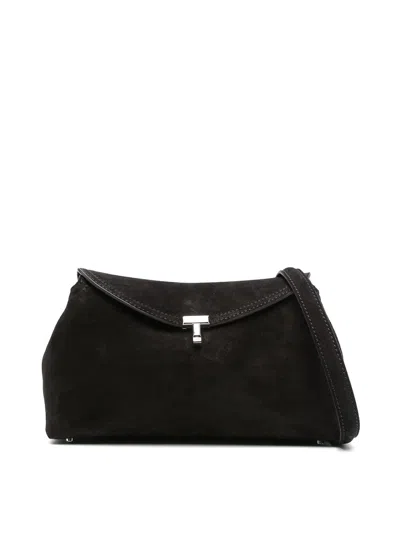 Totême T-lock Suede Clutch In Brown