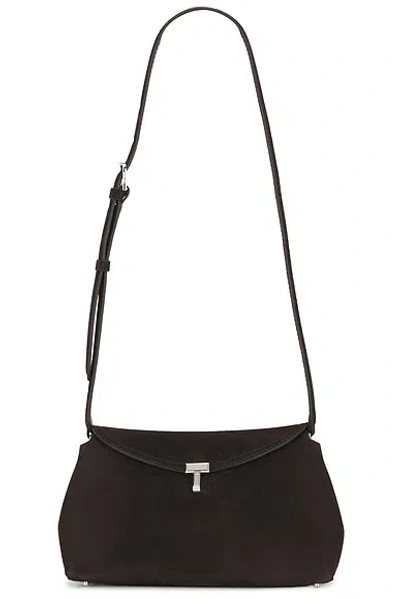 Totême T-lock Suede Clutch In Espresso