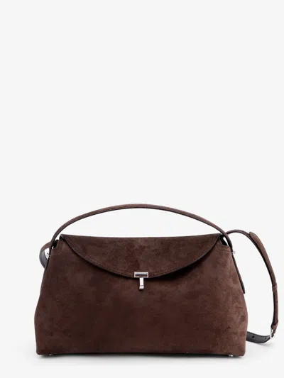 Totême T-lock Suede Handbag In Brown