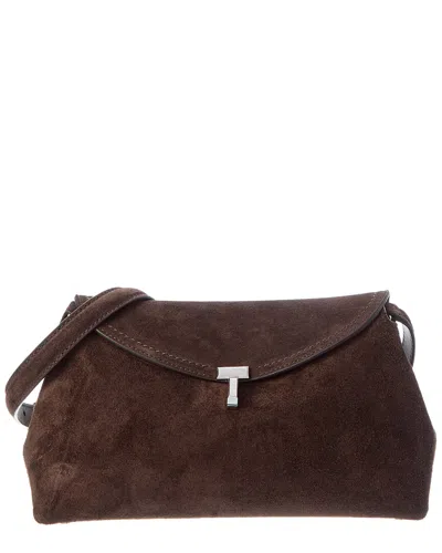Totême Toteme T-lock Suede Satchel In Brown