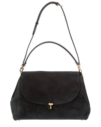 Totême Toteme T-lock Suede Shoulder Bag In White