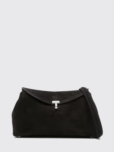 Totême Toteme T-lock Suede Shoulder Bag With Turn-lock Closure In Black