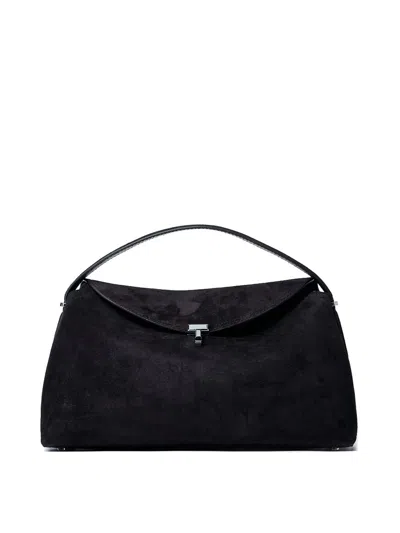 Totême T-lock Suede Top Handle Bag In Brown