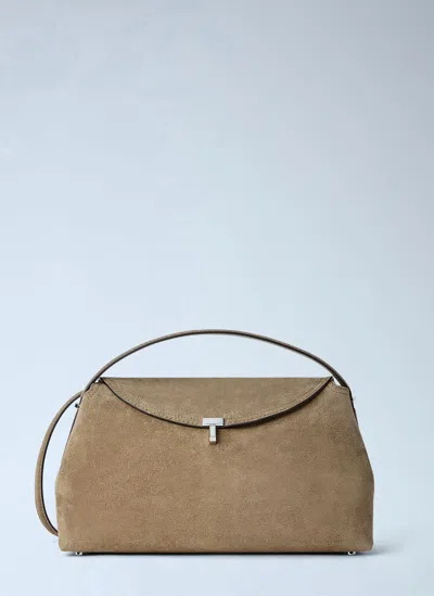 Totême T-lock Suede Top Handle In Brown
