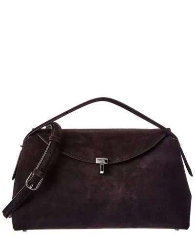 Totême Toteme T-lock Suede Top Handle Satchel In Brown
