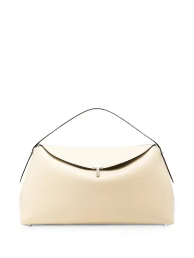 Totême Shoulder Bag T-lock Leather Top Handle Bag In Nude
