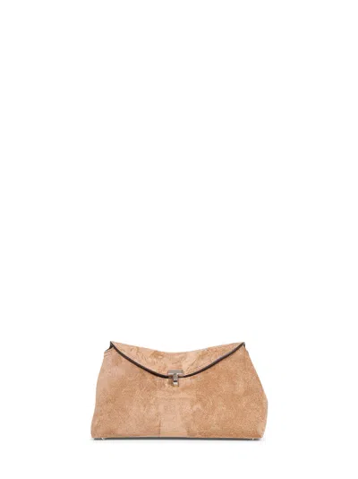 Totême Tobacco T-lock Clutch Bag In Brown