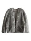 Totême Toggle-fastening Shearling Jacket In Gray