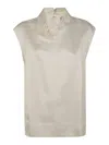 Totême Neckline Satin Sleeveless Top In Gray