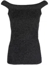 Totême Driana Off-the-shoulder Metallic Ribbed-knit Top In Black