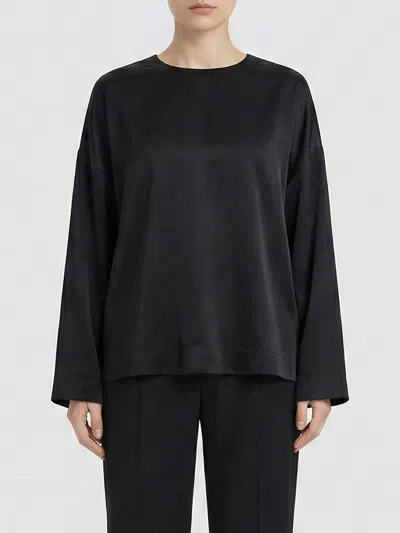 Totême Womens Black Boxy-fit Long-sleeves Woven Top