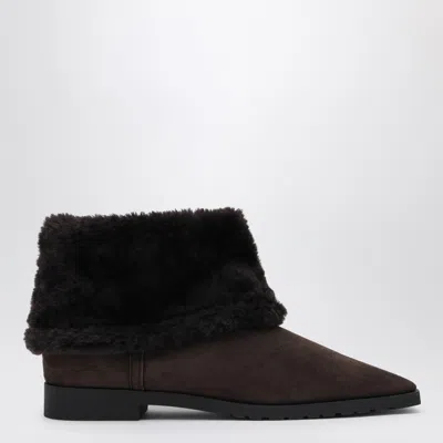 Totême Toteme Totally Mini Suede And Shearling Ankle Boots In Black