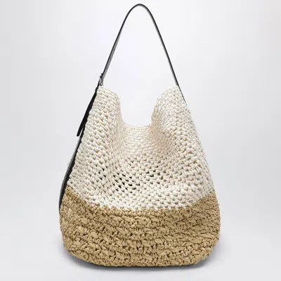 Totême Toteme Tote Bag With Belt Detail In Écru Raffia