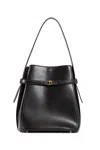 Totême Belted Palmellata Leather Bucket Bag In Black