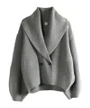 Totême Womens Grey Shawl-lapel Knitted Wool-blend Cardigan In Gray