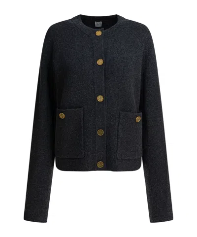 Totême Totme Hammered Button Cardigan In Black