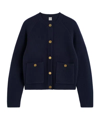 Totême Totme Hammered Button Cardigan In Blue