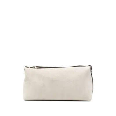 Totême Totme Suede Leather Clutch In White