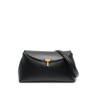 Totême Totme T-lock Leather Clutch In Black
