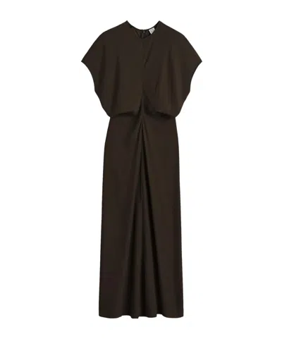 Totême Totme Wasit Drape Short-sleeved Maxi Dress In Brown