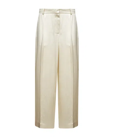 Totême Totme Wide Leg Pleated Trousers In White