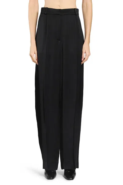 Totême Satin Wide Leg Pants In Black