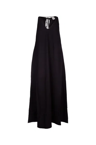 Totême Toteme T-strap Crepe-back Satin Dress In Black