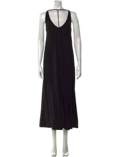 Pre-owned Totême T-strap Crepe-back Satin Dress Long Dress In Black