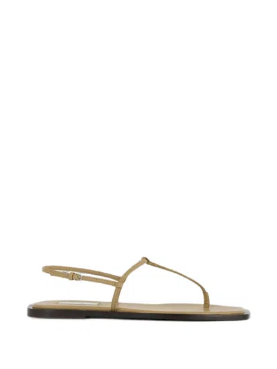 Totême T-strap Leather Sandals In Green