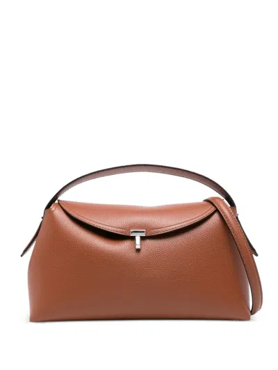Totême Tuck-lock Fastening Grained-leather Tote Bag In Brown