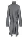 Totême Turtleneck Belted Midi Dress In Gray