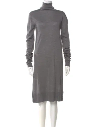 Pre-owned Totême Turtleneck Dress Knee-length Dress In Gray