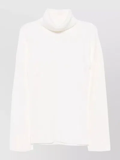 Totême Turtleneck Knit Top Long Slit Sleeves In White