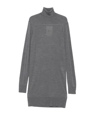 Totême Turtleneck Long Sleeve Dress In Mid Grey Melange In Gray