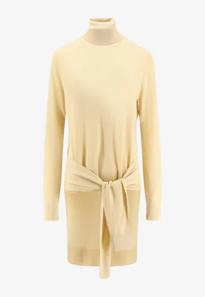 Totême Turtleneck Wool Sweater With Scarf In Champagne
