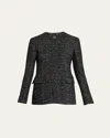 Totême Womens Black White Collarless Cinched Wool-blend Jacket In Black