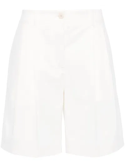 Totême Twill Pleated Shorts In White