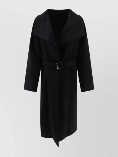 TOTÊME "TWILL SIGNATURE" BELTED WAIST COAT WITH LONG SLEEVES