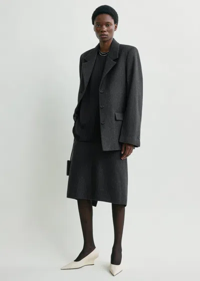 Totême Twill Suit Jacket Charcoal In Gray