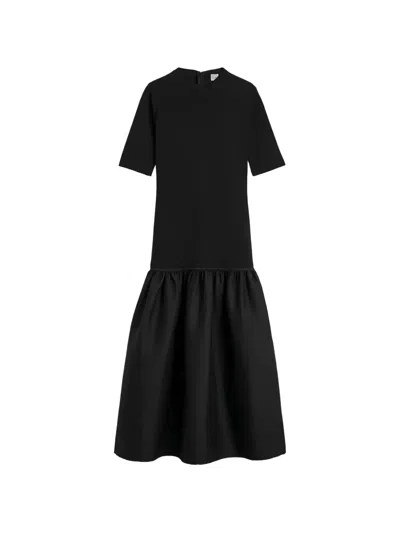 Totême Twinflower Midi Dress In Black