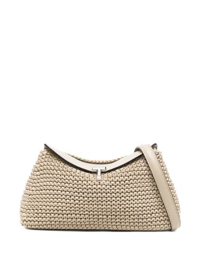 Totême Twist-lock Fastening Leather Clutch Bag In Neutral