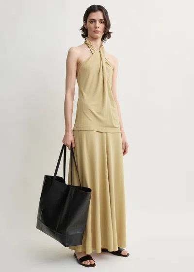 Totême Twisted Jersey Halter Top Chai In Brown