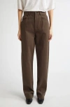 Totême Toteme Twisted Tailored Organic Cotton Trousers In Brown