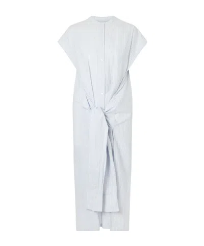 Totême Twist-front Striped Cotton-poplin Maxi Shirt Dress In Blue