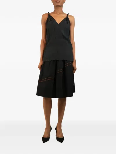 Pre-owned Totême Twist-strap Crinkled Silk Top In Black